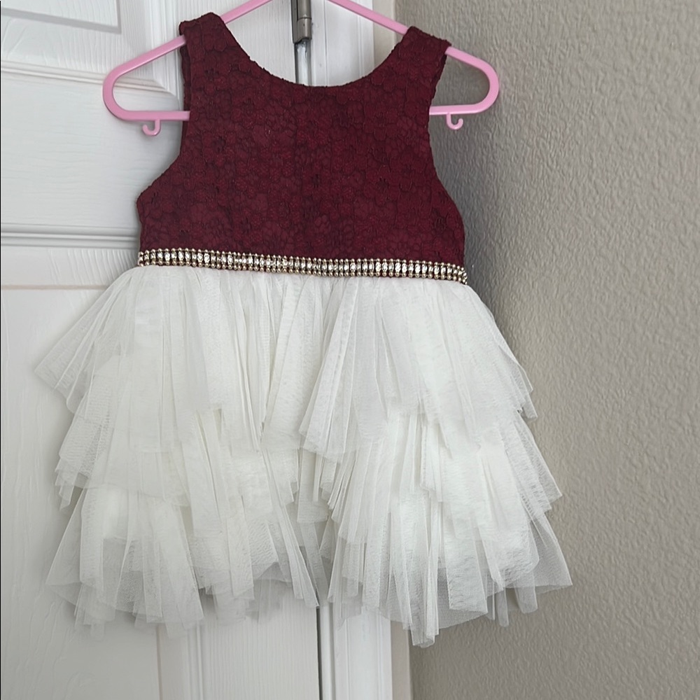 American Princess Maroon and White Dress